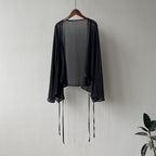 Women’s Lightweight Open Front Kimono Cardigan with Bell Sleeves