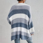 Women’s Oversized Striped Cardigan Sweater with Pockets