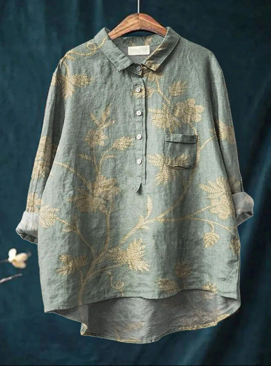 Women’s Elegant Floral Print Blouse with Classic Collar Print 3