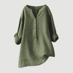 Women’s Casual Blouse with Button Closure and Relaxed Fit Green