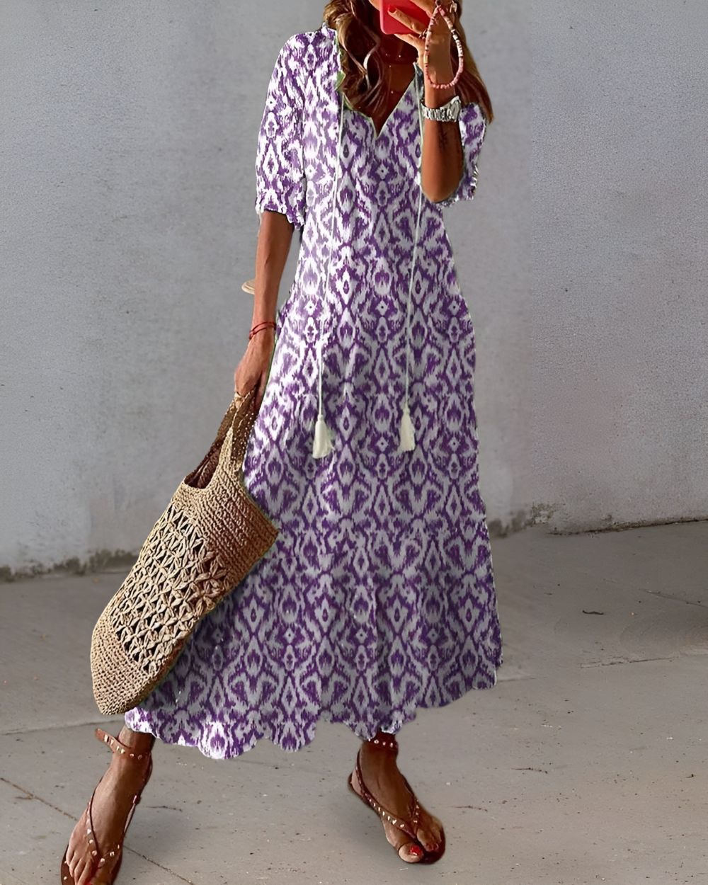 Women’s Flowy Boho Dress – Relaxed Summer Dress Purple