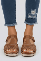 Women’s Comfortable Open Toe Strap Sandals for Summer Style Brown