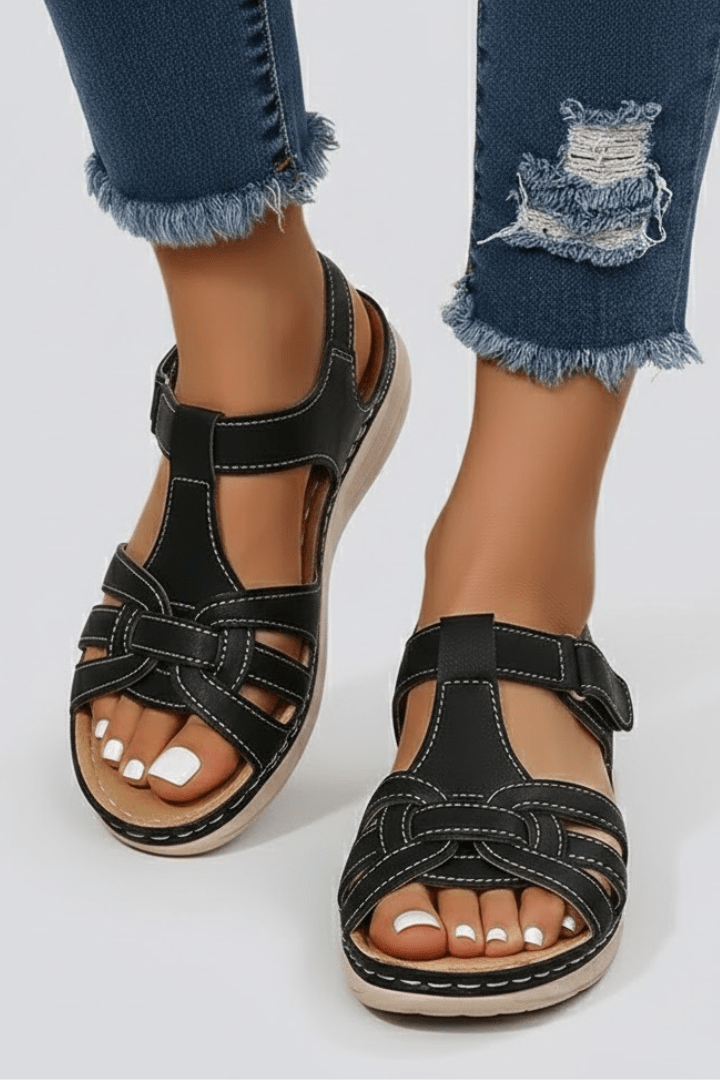 Women’s Comfortable Open Toe Strap Sandals for Summer Style Black