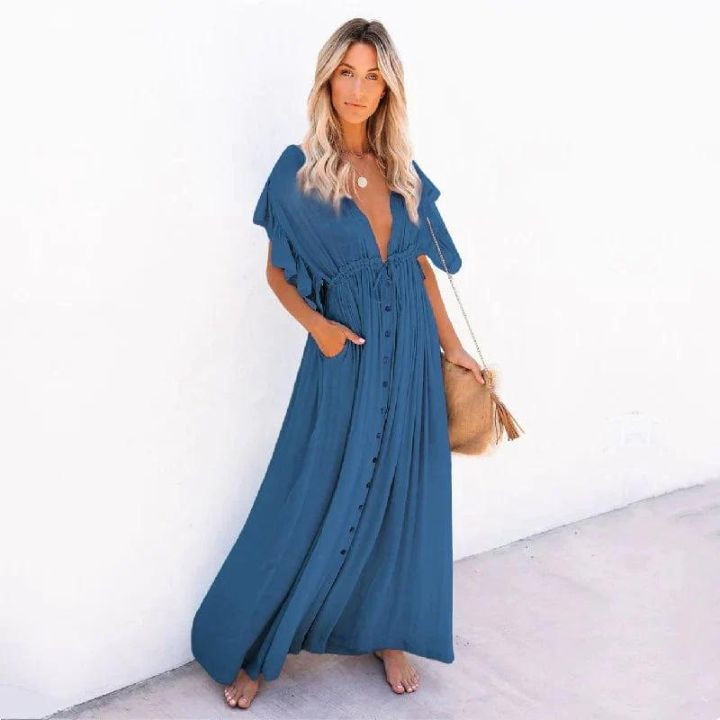 Women’s Elegant Maxi Dress – Relaxed Summer Dress Blue