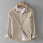 Men’s Classic Striped Button-Down Shirt – Effortless Everyday Style Brown