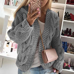 Women’s Oversized Open Chunky Knit Cardigan Gray