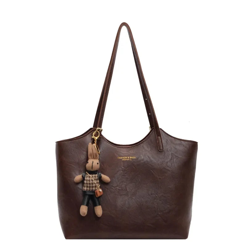 Lume | Chic Tote Bag | With Playful Bag Charm Coffee Color