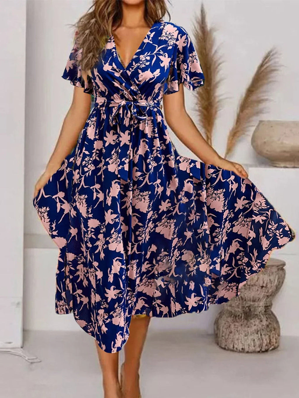 Women’s Elegant Floral Midi Dress Floral