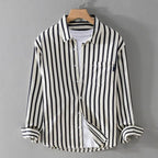 Men’s Classic Striped Button-Down Shirt – Effortless Everyday Style Black