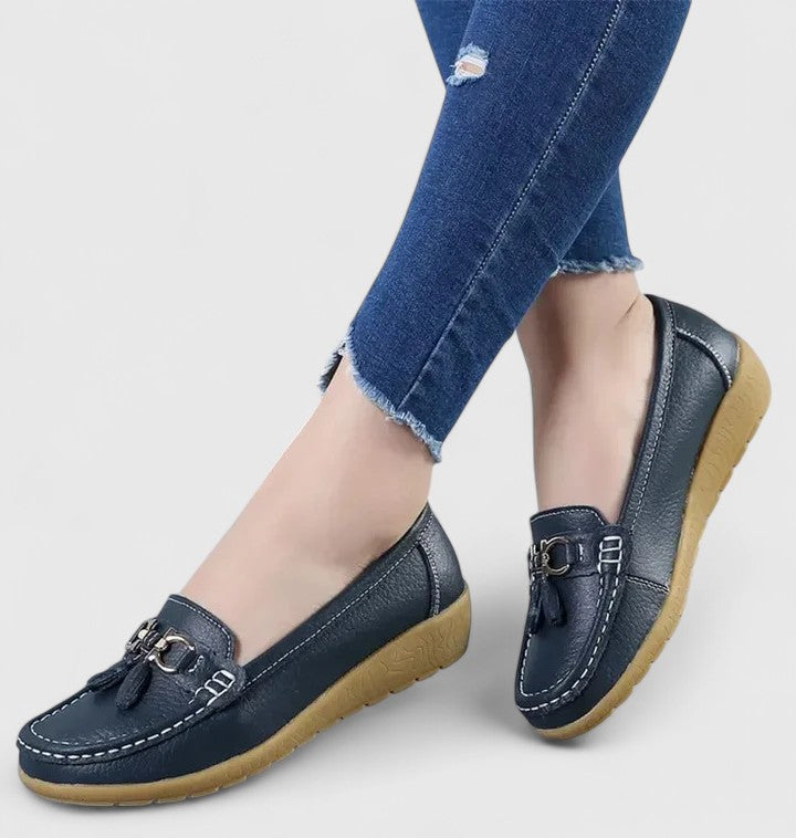 Women’s Casual Slip-On Loafers with Decorative Detail Dark Blue