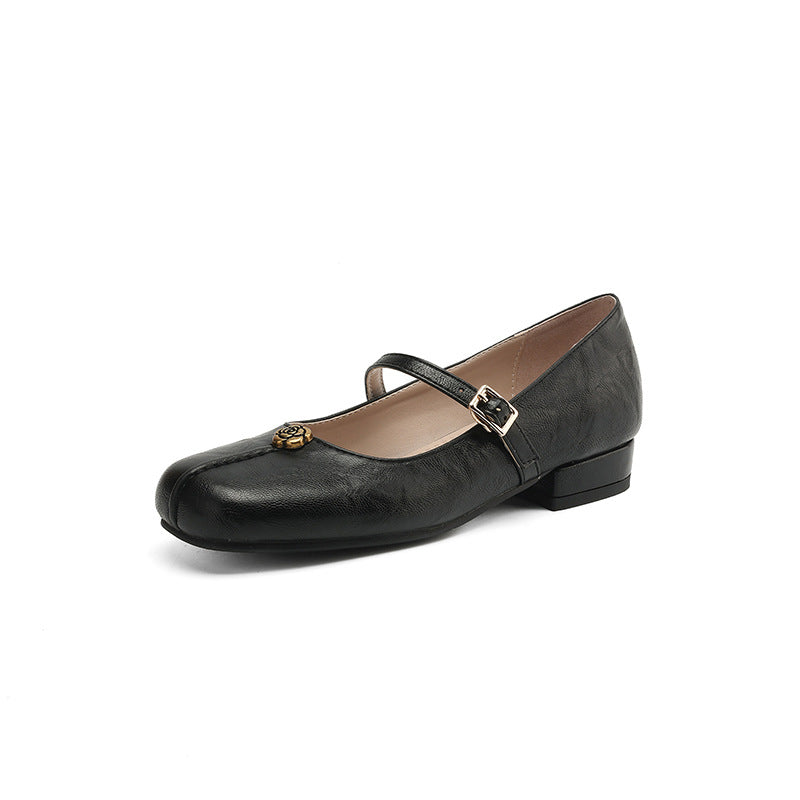 Women’s Classic Ballerina Flats with Strap for Everyday Wear Black