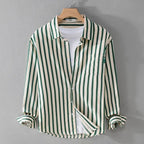 Men’s Classic Striped Button-Down Shirt – Effortless Everyday Style Green