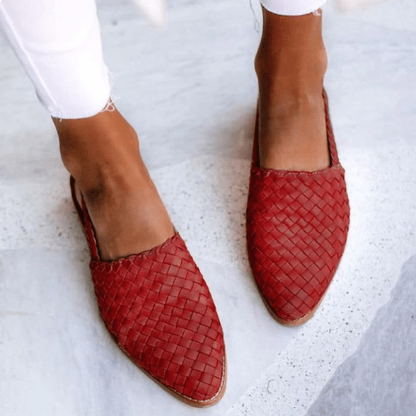 Women’s Elegant Woven Slingback Ballerinas for Everyday Wear Red