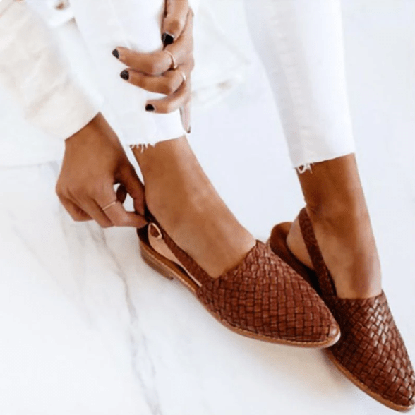 Women’s Elegant Woven Slingback Ballerinas for Everyday Wear Brown