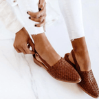 Women’s Elegant Woven Slingback Ballerinas for Everyday Wear Brown