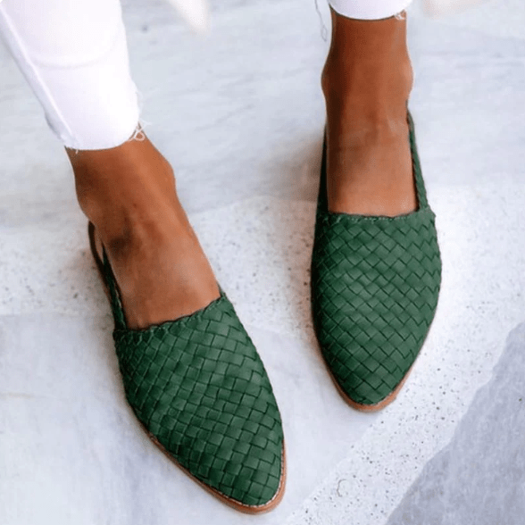 Women’s Elegant Woven Slingback Ballerinas for Everyday Wear Green