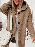 Women’s Hooded Oversized Cardigan with Button-Front Closure