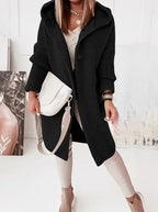 Women’s Hooded Oversized Cardigan with Button-Front Closure
