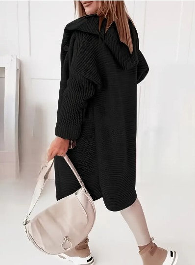 Women’s Hooded Oversized Cardigan with Button-Front Closure
