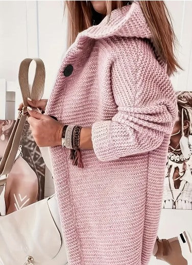 Women’s Hooded Oversized Cardigan with Button-Front Closure