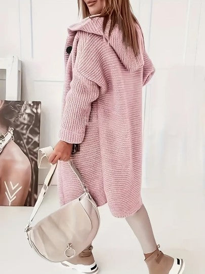 Women’s Hooded Oversized Cardigan with Button-Front Closure