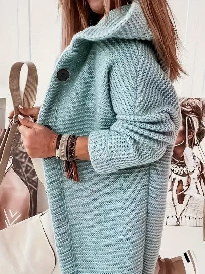 Women’s Hooded Oversized Cardigan with Button-Front Closure