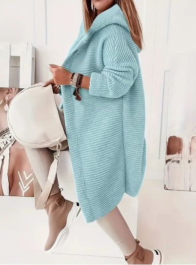 Women’s Hooded Oversized Cardigan with Button-Front Closure