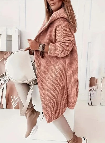 Women’s Hooded Oversized Cardigan with Button-Front Closure