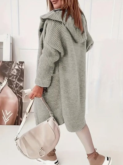Women’s Hooded Oversized Cardigan with Button-Front Closure