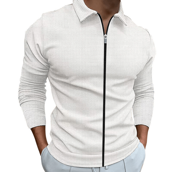 Men’s Elegant Zip-Up Shirt for All-Day Comfort White