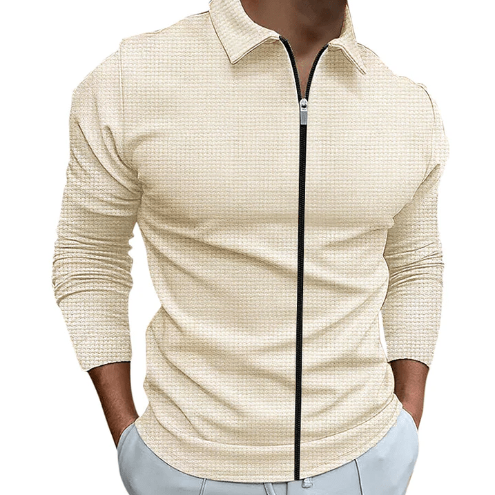 Men’s Elegant Zip-Up Shirt for All-Day Comfort Khaki