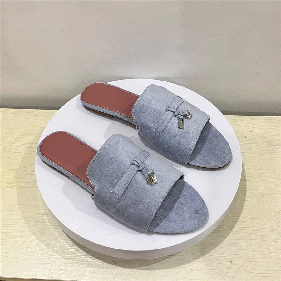 Women’s Elegant Flat Mules – Everyday Footwear Blue
