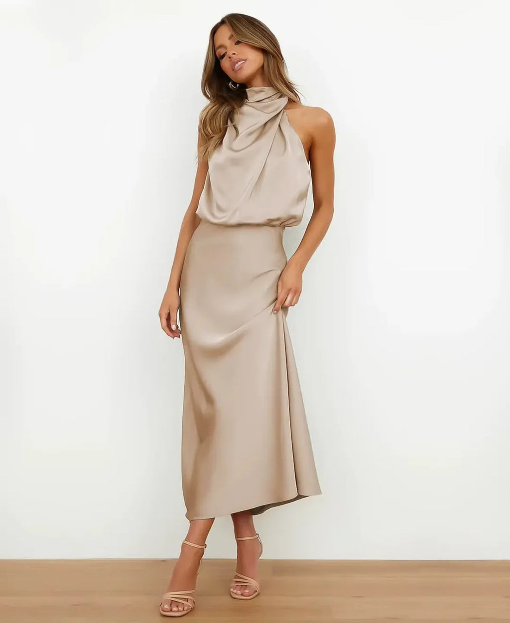 Women’s Elegant Halter Midi Dress