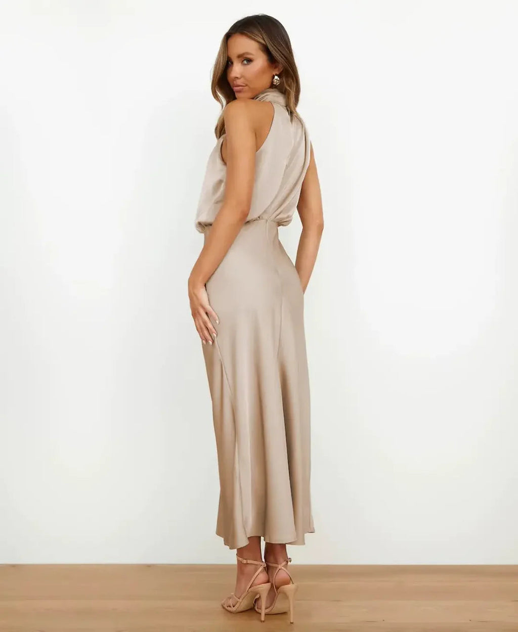 Women’s Elegant Halter Midi Dress