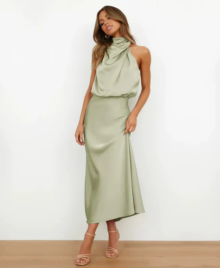 Women’s Elegant Halter Midi Dress