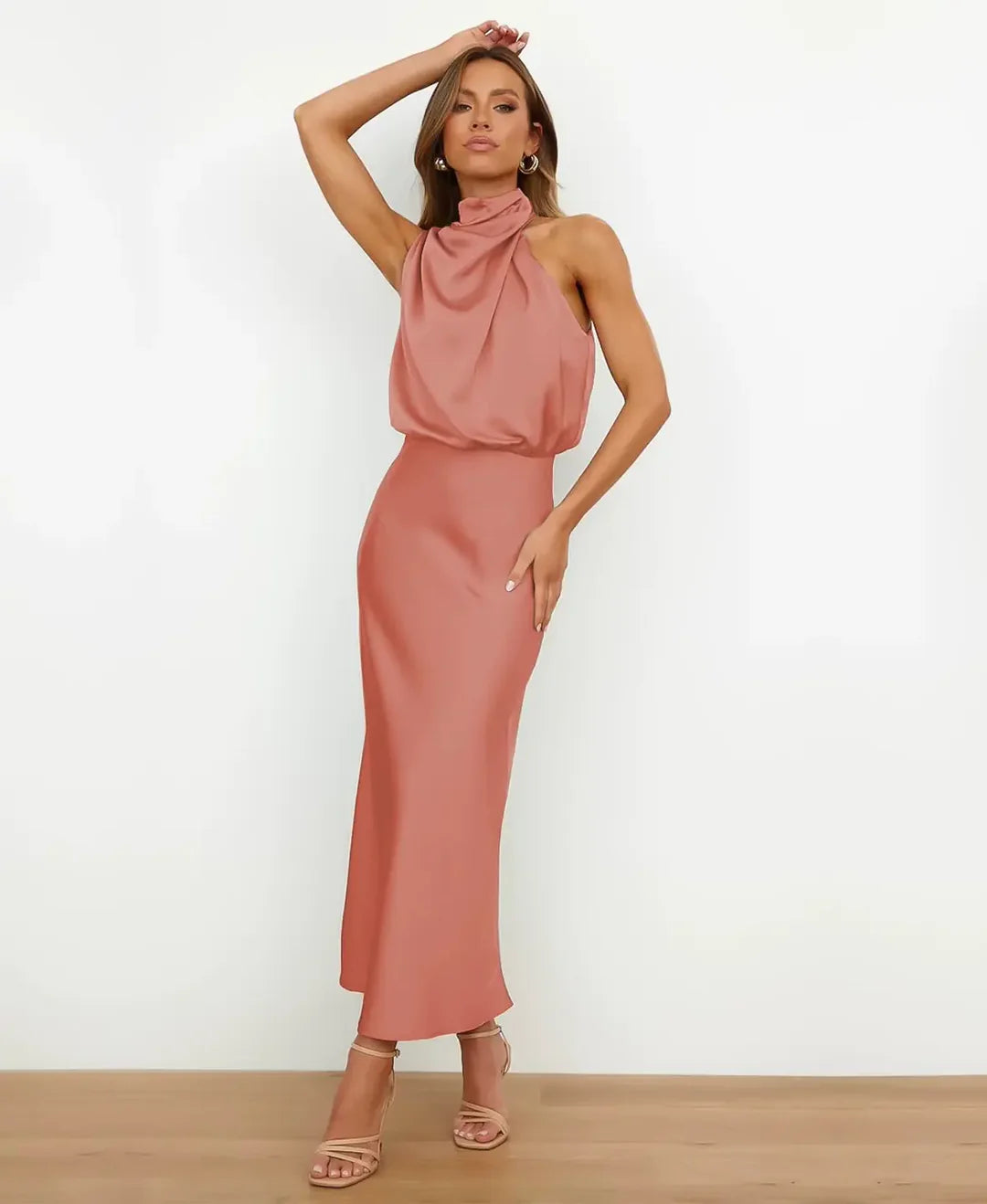Women’s Elegant Halter Midi Dress