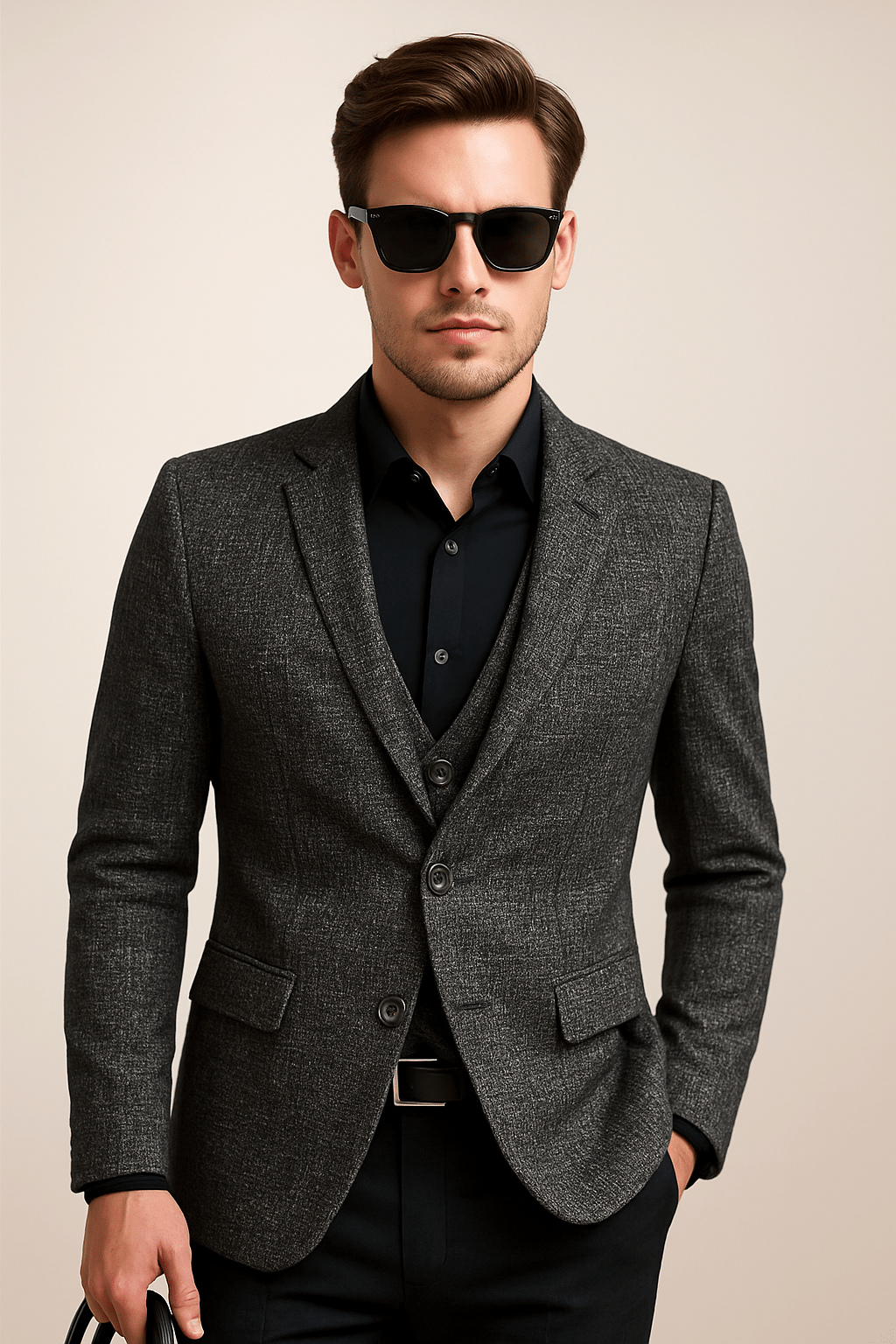 Men’s Slim Tailored Blazer Jacket for Spring and Summer Styling Black