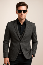 Men’s Slim Tailored Blazer Jacket for Spring and Summer Styling Black