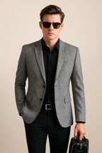 Men’s Slim Tailored Blazer Jacket for Spring and Summer Styling Light Grey