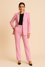 Women’s Tailored Blazer and Pleated Pants Set for Summer Styling Pink