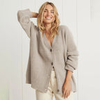 Women’s Classic Knit Button Cardigan for Everyday Layering Uncolored Stone