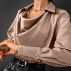 Women’s Elegant Formal Blouse with Waterfall Neckline
