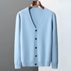 Men’s Classic V-Neck Cardigan with Button Front and Ribbed Knit