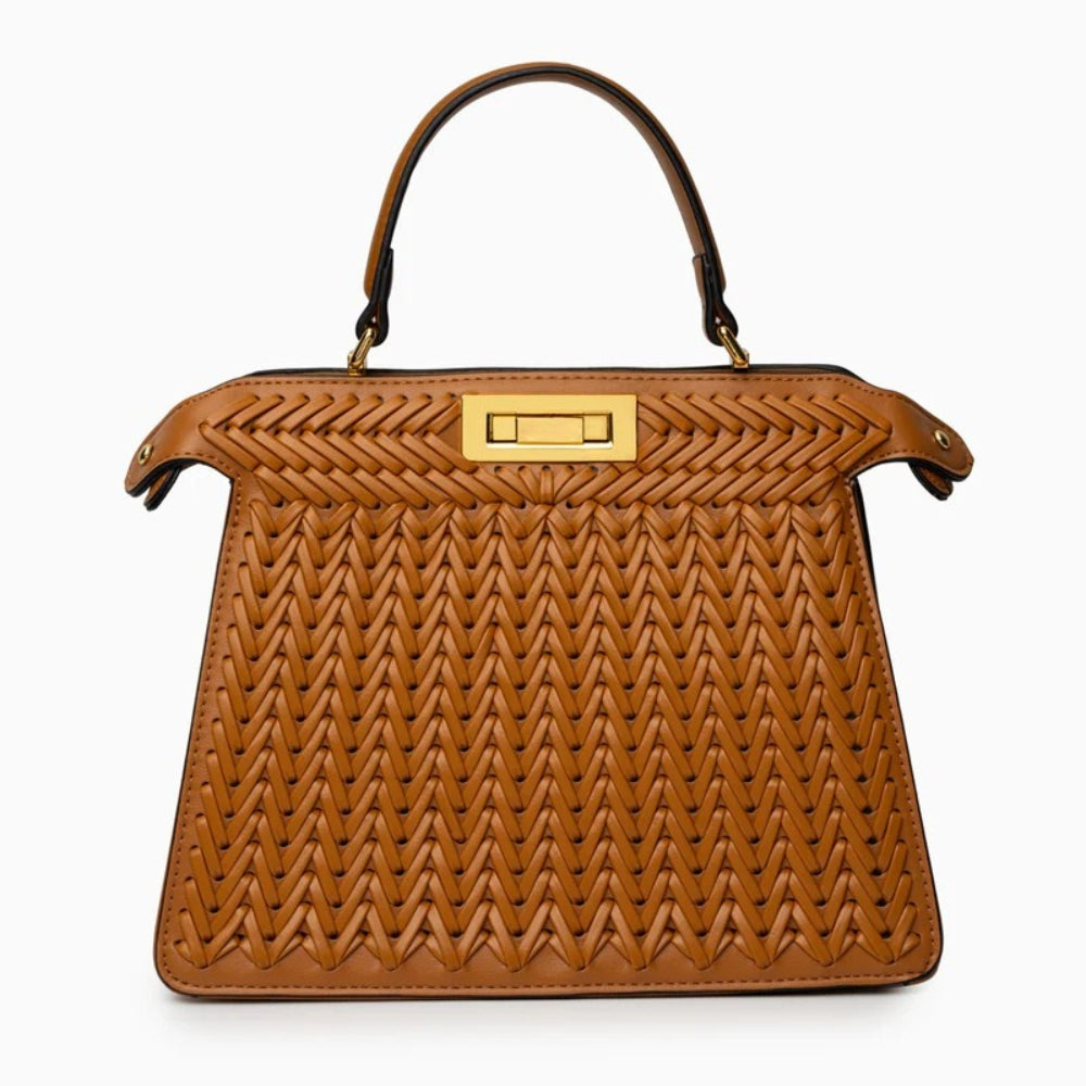 Alia | Women’s Woven Leather Handbag | With Crossbody Strap