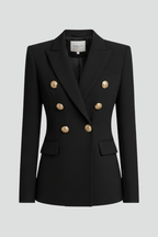 Women’s Structured Double-Breasted Blazer with Gold-Tone Buttons