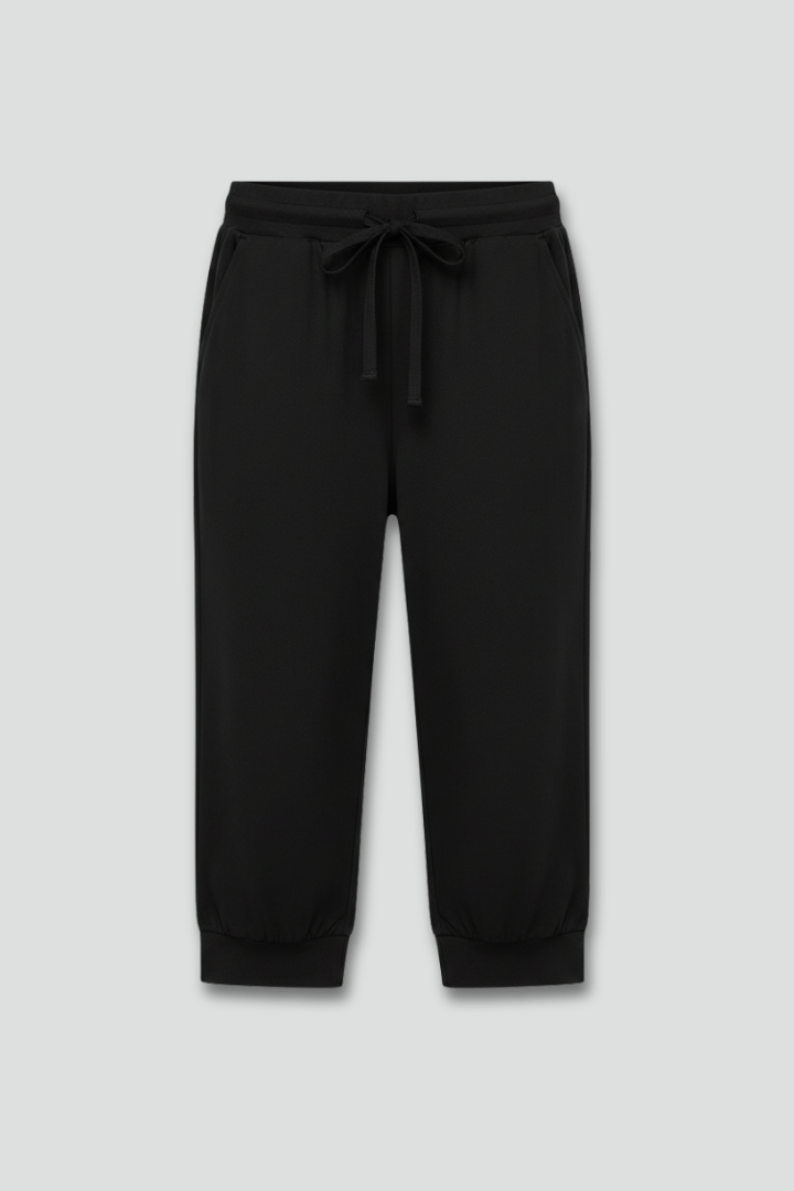 Women’s Relaxed Capri Trousers with Drawstring Waist and Pockets