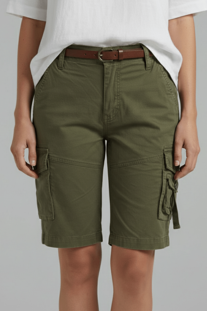 Women’s Utility Pocket Cargo Shorts for Everyday Summer Style Army Green