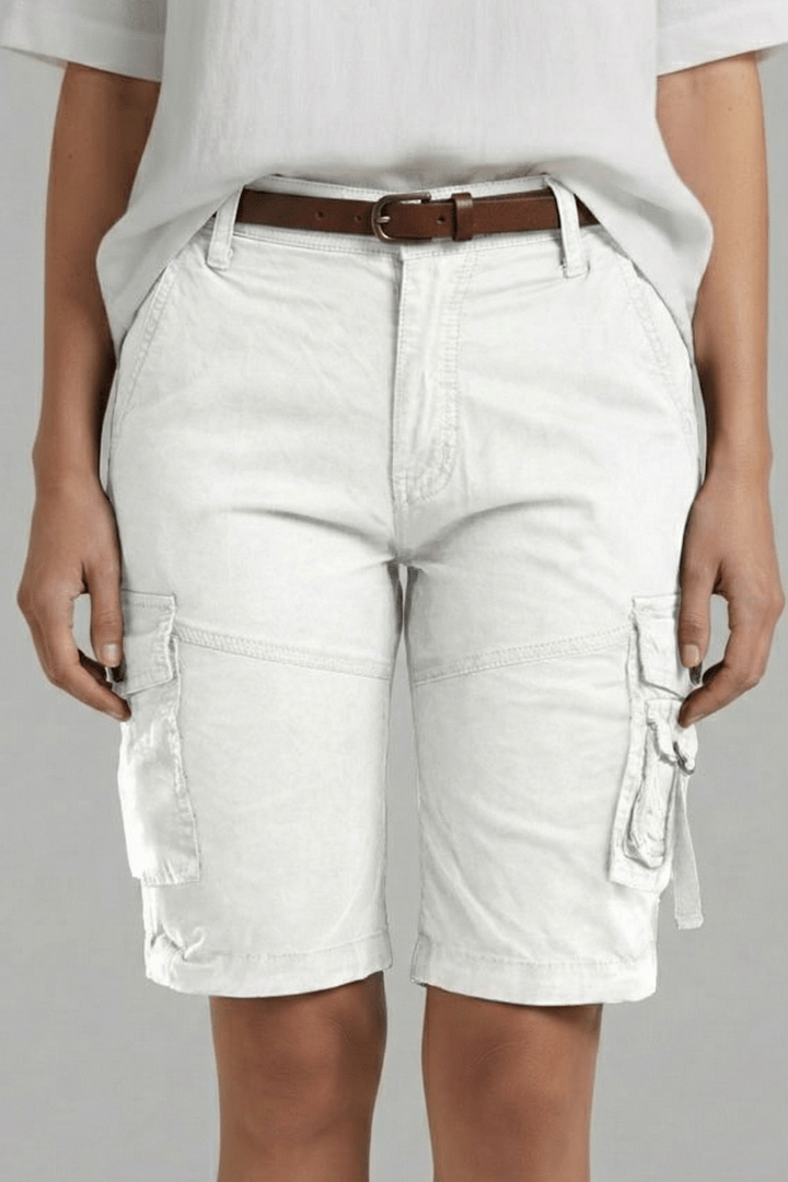 Women’s Utility Pocket Cargo Shorts for Everyday Summer Style White