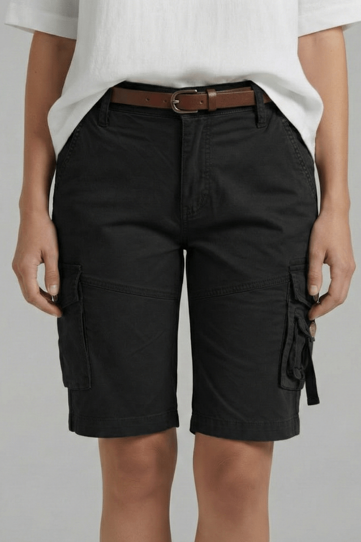 Women’s Utility Pocket Cargo Shorts for Everyday Summer Style Black
