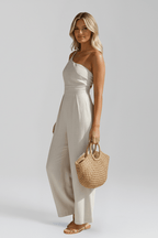 Women’s Elegant One-Shoulder Wide-Leg Jumpsuit